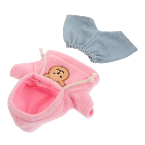KOMBIUDA Set Aus Kapuzenpullover Und Hose Für Puppen Süßer Plüschbär Pullover Mit Jeanshose Lustige Anziehkleidung Für 20 cm Große Stofftierpuppen von KOMBIUDA
