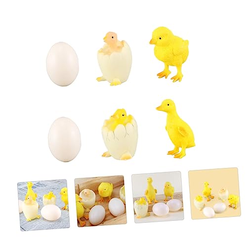 KOMBIUDA Simulation Tiermodelle mit Umweltfreundlichen Hühner und Entenfiguren mit Pfeife und Eiern Pädagogisches Kinderspielzeug Vorstellungskraft und Tierwachstumszyklus Lernen von KOMBIUDA