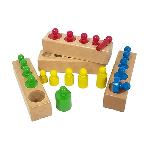 KOMBIUDA Spielzeug Zylinderbuchse runder Sockel aus Holzzylinder runden Steckdose Bambus von KOMBIUDA