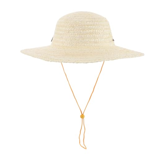KOMBIUDA Strohhut aus Weizenstroh Verstellbar mit Kinnriemen Leichter Sonnenschutz für Strand Outdoor Diy Malhut für Jungen und Mädchen Uv Schutz Bastelmaterial von KOMBIUDA