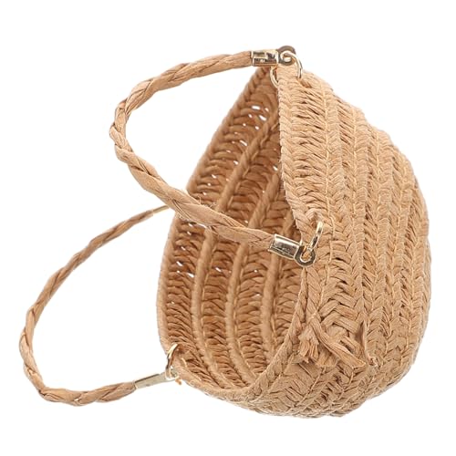 KOMBIUDA Miniatur Gewebte Schultertasche Für Puppen Handgemachte Strohtasche Für Puppenhaus von KOMBIUDA