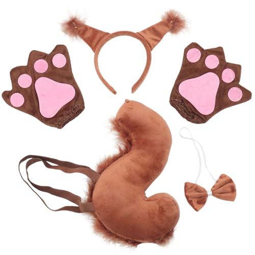 KOMBIUDA Süßes Eichhörnchen Kostüm mit Weichem Ohr Haarreif und Passenden Handschuhen für Leichtes Tierkostüm Zubehör für Halloween und Themenpartys Komfortabel und Detailreich Gestaltet von KOMBIUDA