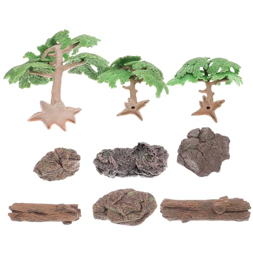 KOMBIUDA Teiliges Miniatur Baumstumpf aus Kunststoff mit Realistischem Steinmodell Lebensechte Landschaftsdekoration für DIY Sandtisch Mini Garten Modellbau Wald Szenerie Zubehör von KOMBIUDA