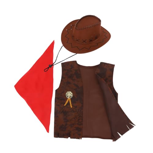 KOMBIUDA Teiliges Western Outfit mit Bandana Weste und Hut für Halloween Kostümpartys und Rollenspiele im Wilden Westen von KOMBIUDA