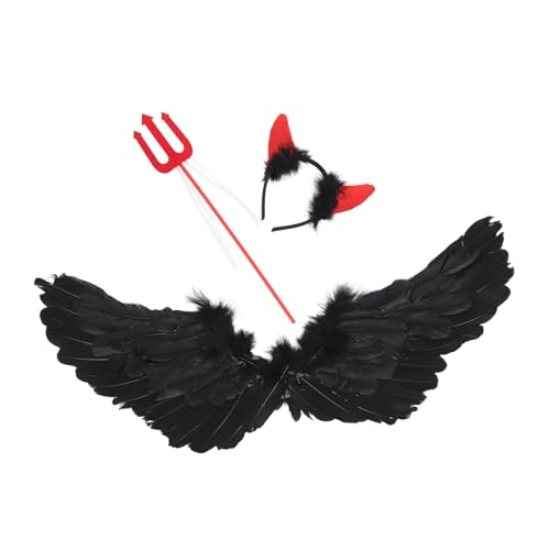 KOMBIUDA Teufelskostüm Mittel Schwarze Flügel Cosplay Umhang Halloween Karneval Bühnenauftritt Mädchen Verkleidung KOMBIUDA Teufelskostüm Mittel Schwarze Flügel Cosplay Umhang Halloween Karneval Bühnenauftritt Mädchen Verkleidung von KOMBIUDA