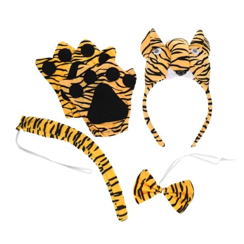 KOMBIUDA 1satz Tiger Kostüm Zubehör Set Mit Kopfband Und Handschuhen Für Halloween Und Tier-mottopartys Für Bühnenauftritte Und Kreative Verkleidungen von KOMBIUDA
