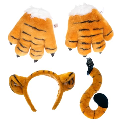 KOMBIUDA Tiger Kostüm Set mit Ohren Stirnband Pfotenhandschuhen und Weiches Cosplay Zubehör für Geburtstag Halloween Fasching Weihnachtsfeier Vielseitig Einsetzbar KOMBIUDA Tiger Kostüm Set mit Ohren Stirnband Pfotenhandschuhen und Weiches Cosplay Zubehör für Geburtstag Halloween Fasching Weihnachtsfeier Vielseitig Einsetzbar von KOMBIUDA