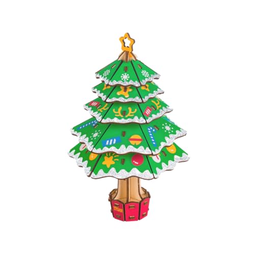 KOMBIUDA Weihnachtsbaum-Puzzle Weihnachten Holz DIY Handwerk Weihnachtsbaumpuzzle Selber Machen Tisch-Weihnachtsbaum Kreatives Holzpuzzle Weihnachtspuzzle Vorhanden Junge 3D Bambus Statue von KOMBIUDA
