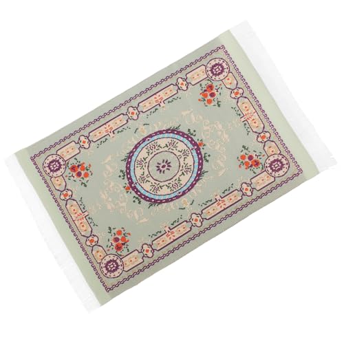 KOMBIUDA Vintage Teppich Miniatur für Puppenhaus 17x10cm grüner Teppich handgefertigt weiche Polyester dekorative Matte KOMBIUDA Vintage Teppich Miniatur für Puppenhaus 17x10cm grüner Teppich handgefertigt weiche Polyester dekorative Matte von KOMBIUDA
