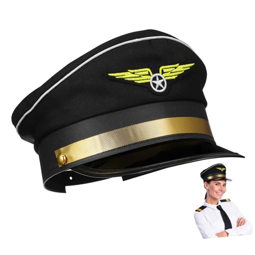 KOMBIUDA Verstellbare Kapitänsmütze für Erwachsene Eleganter Schwarzer Kostümhut Accessoire für Halloween Karneval Nautische Partys und Cosplay Einheitsgröße von KOMBIUDA
