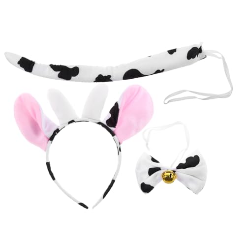 KOMBIUDA Verstellbares Kuhkostüm mit Kuh Ohr Haarreif Elastischem Stirnband und Schleife Langlebiges Tierkostüm Zubehör für Erwachsene und Geeignet für Karneval und Mottopartys von KOMBIUDA