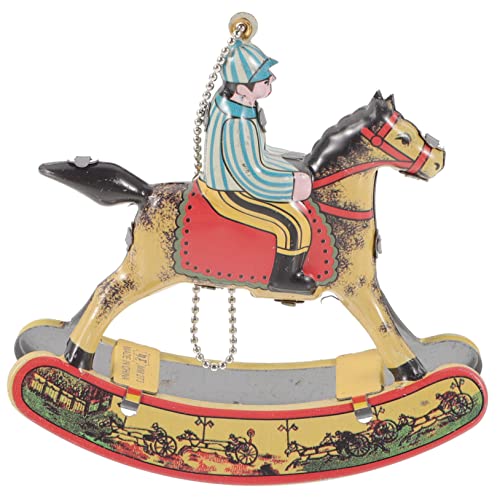 KOMBIUDA Vintage Blechspielzeug Schaukelpferd Dekofigur Nostalgisches Aufziehpferd Handgefertigt Langlebige Sammlerfigur und für Wohnraumgestaltung von KOMBIUDA