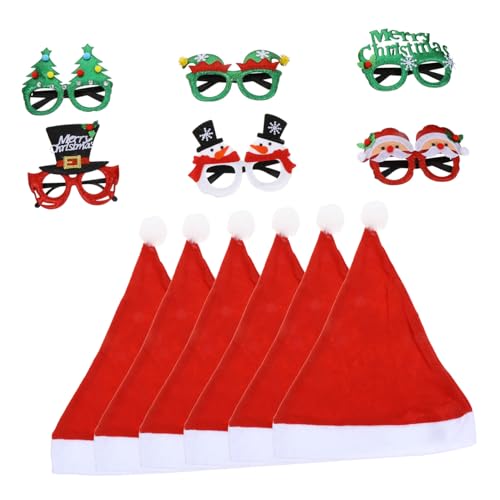KOMBIUDA Weihnachtliche Partybrillen und Mützen Teilig mit Lustigen Cartoon Designs Bequemes Material für Erwachsene als Weihnachtsdeko und Festliche Foto Requisiten KOMBIUDA Weihnachtliche Partybrillen und Mützen Teilig mit Lustigen Cartoon Designs Bequemes Material für Erwachsene als Weihnachtsdeko und Festliche Foto Requisiten von KOMBIUDA