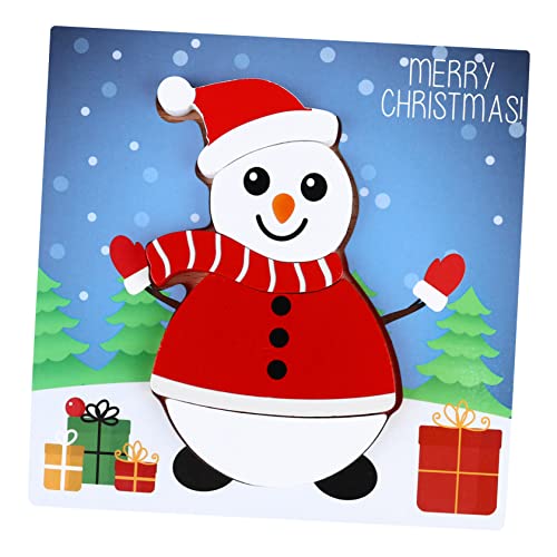 KOMBIUDA Weihnachtliches Holzpuzzle für Jahre Umweltfreundliches Montessori Lernspielzeug Fördert Kreativität Feinmotorik und Praktische Fähigkeiten Schneemann von KOMBIUDA