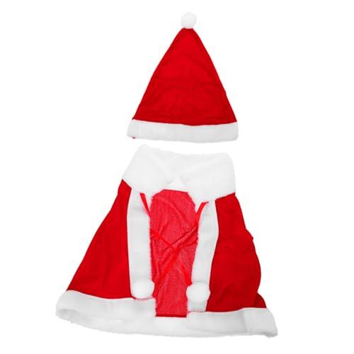 KOMBIUDA Weihnachtsumhang und Santa Mütze Roter Kurzer Umhang Warmes Weihnachtskostüm für Weihnachtsfeiern und Festliche Auftritte Langlebig und Pflegeleicht von KOMBIUDA