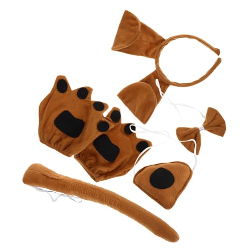 KOMBIUDA Welpen Kostüm Zubehör für Niedliches Hunde Ohren Stirnband Fliege Handschuhe Nase Komfortables Tierkostüm für Cosplay Party Rollenspiele von KOMBIUDA