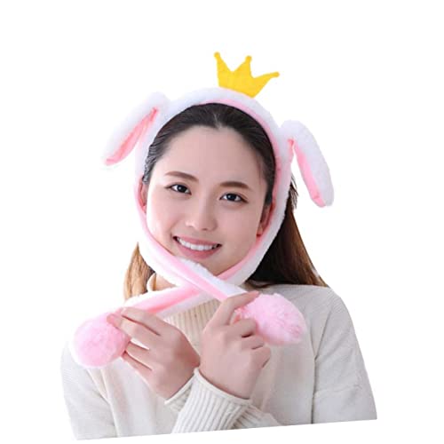 KOMBIUDA Hasen-Stirnband Haarband mit Tierohren Wintermütze aus Kunstpelz flauschige Tiermütze Haargummi kuscheltier Kaninchen-Kopfbedeckung Plüsch Haarband Wird sich bewegen Rosa von KOMBIUDA