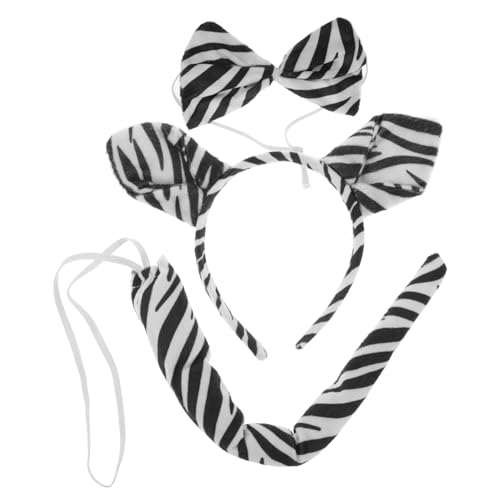 KOMBIUDA Zebra Cosplay Weiche Tierohren Haarreif mit und Fliege Festival Kostüm Zubehör für Karneval Halloween Mottoparty und Tier Themenfeiern von KOMBIUDA