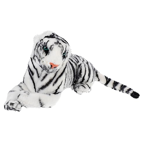 KOMBIUDA ausgestopftes Tierspielzeug Animal Figures Dekoration Schlafzimmer Bedroom Decoration Kuscheltiger Tiger- Tiger Tigerpuppe mit Tieren gefüllte Puppen Weiß von KOMBIUDA