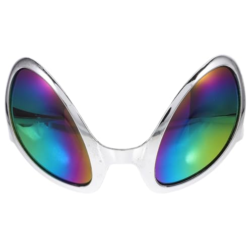 KOMBIUDA außerirdische Brille Halloween-Alien-Kostüm lustige Brille Halloween-Alien-Brille Lustige Alien Brille Neon Grün Brille Alien-Cosplay-Brille Cosplay Alien-Kostüm pp Silver von KOMBIUDA