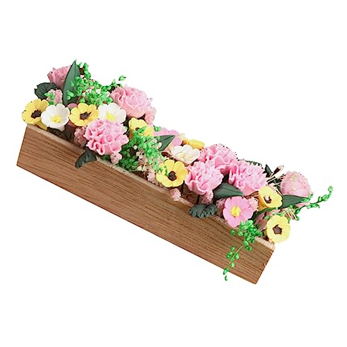 KOMBIUDA künstliche kunstpflanze kunstplflanze Exquisite Dekoration Plastikpflanze Landschaftsdekoration Figuren Pflanzen Mini-Essen Miniaturdekoration gefälschte Pflanze hölzern Rosa von KOMBIUDA