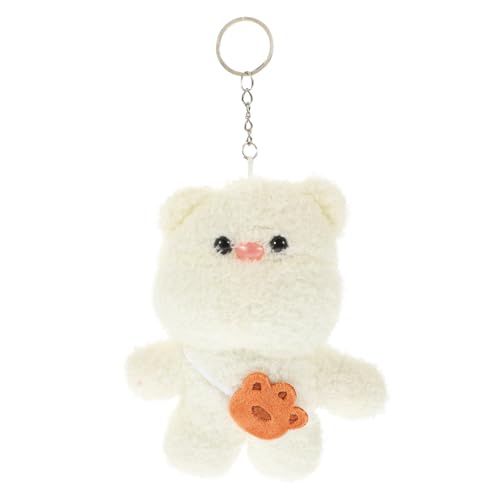 KOMBIUDA schlüsselanhänger Tier plüsch anhänger Key Chain schlüsselkette schlüsselhalsband Heu Hase Plüsch Puppe dekorativer Schlüsselanhänger Cartoon-Schlüsselanhänger PP Baumwolle Weiß von KOMBIUDA