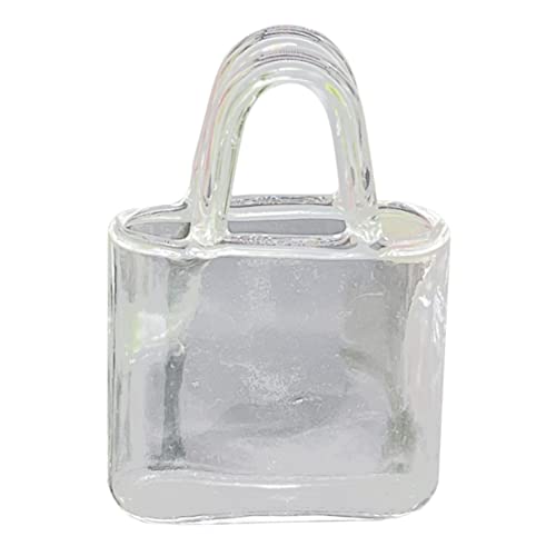 KOMBIUDA tragbare Glastasche klare Vase in Handtaschenform Vase mit Blumenschale klar klein Stuffer Bausatz voll sicherheitsleine Safe Puppenornament Puppenmöbel Transparent von KOMBIUDA