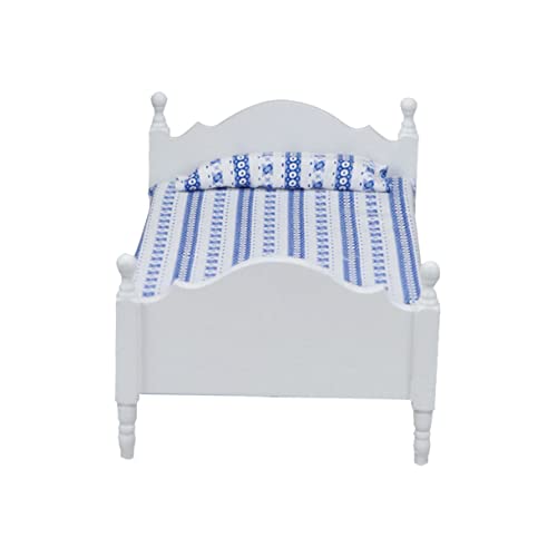 KOMBIUDA weißes Einzelbett für kinderspielzeug Mini Einzelbett hühner Mini-Einzelbett-Modell Mini-Bett-Möbel-Ornament kleine Bettmöbel Holz von KOMBIUDA