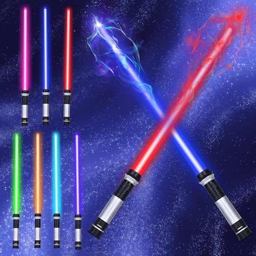 KOMEIYL 2pcs Lichtschwert, 2 in 1 Retractable Lichtschwert, 7 Farben Led Lightsaber, Laserschwert Enfants, Gilt für Rollenspiel-Requisiten für Halloween-Mottopartys KOMEIYL 2pcs Lichtschwert, 2 in 1 Retractable Lichtschwert, 7 Farben Led Lightsaber, Laserschwert Enfants, Gilt für Rollenspiel-Requisiten für Halloween-Mottopartys von KOMEIYL