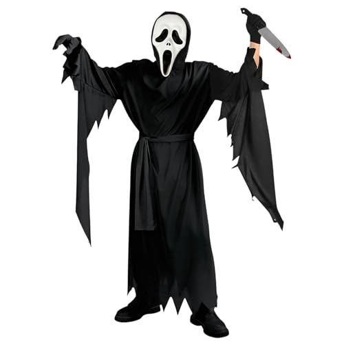 KOMEIYL Halloween Herren Scream Kostüm, Screaming Ghost Costume, Schaurige Screaming Ghost Kostüm, Halloween Ghostface Scream Kostüm con Maske und Dolch, Gilt Teilnahme Halloween-Party (M) von KOMEIYL