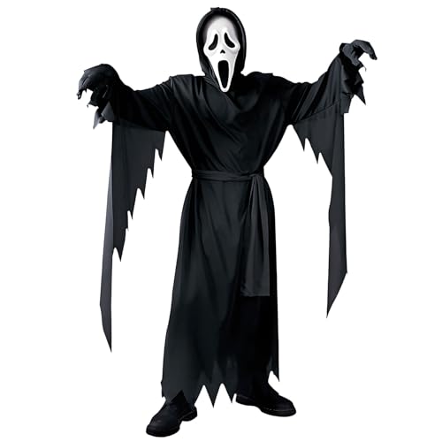 KOMEIYL Halloween Herren Scream Kostüm, Screaming Ghost Costume, Schaurige Screaming Ghost Kostüm, Halloween Ghostface Scream Kostüm con Maske und Dolch, Gilt Teilnahme Halloween-Party (S) von KOMEIYL