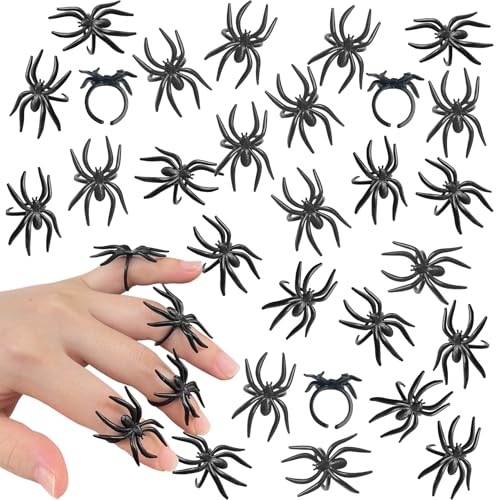 KOMIDK Spinnenringe aus Kunststoff, für Halloween, Party, Cupcakes, Dekoration, Gastgeschenke, 100 Stück KOMIDK Spinnenringe aus Kunststoff, für Halloween, Party, Cupcakes, Dekoration, Gastgeschenke, 100 Stück von KOMIDK