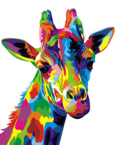 Komking Malen Nach Zahlen für Erwachsene Kinder, DIY Set Erwachsene Acrylgemälde von Zahlen auf Leinwand ohne Rahmen, Bunte Giraffe 16x20inch Komking Malen Nach Zahlen für Erwachsene Kinder, DIY Set Erwachsene Acrylgemälde von Zahlen auf Leinwand ohne Rahmen, Bunte Giraffe 16x20inch von KOMKING
