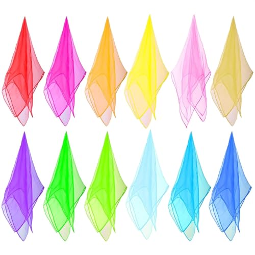 KOMUNJ 12 Stück Square Jongliertücher Set, 12 Farbe Bunte Tücher, 60 * 60 cm Tanz Tücher Bunte Chiffontücher, für Kindergarten Kinder Party-Aktivitäten Zubehör Dekoration KOMUNJ 12 Stück Square Jongliertücher Set, 12 Farbe Bunte Tücher, 60 * 60 cm Tanz Tücher Bunte Chiffontücher, für Kindergarten Kinder Party-Aktivitäten Zubehör Dekoration von KOMUNJ
