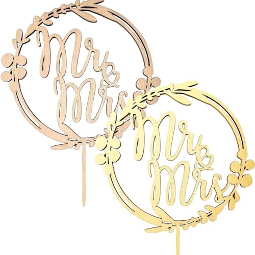 KOMUNJ 2 Stück hölzerne Torte Topper Hochzeit,Hochzeitstorte Topper Hochzeit für Hochzeitstag Verlobung Holzfarbe und Goldfarbe KOMUNJ 2 Stück hölzerne Torte Topper Hochzeit,Hochzeitstorte Topper Hochzeit für Hochzeitstag Verlobung Holzfarbe und Goldfarbe von KOMUNJ