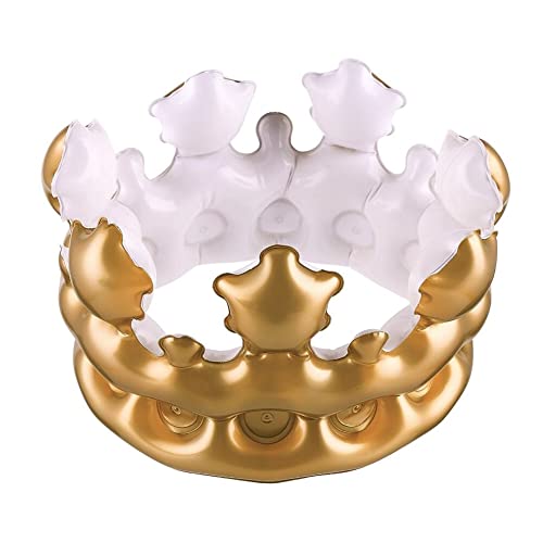 KOMUNJ Aufblasbare Krone, Aufblasbare Geburtstagskrone, Kostümzubehör Karneval, Goldene Geschenkidee, für Geburtsagskinder, Gold von KOMUNJ