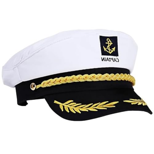 KOMUNJ Kapitänsmütze Marine Mütze für Erwachsene Kinder Kostüm Zubehör, Verstellbare Seemann Matrosenmütze, Original Yacht Schiff Boot Marine Mütze von KOMUNJ