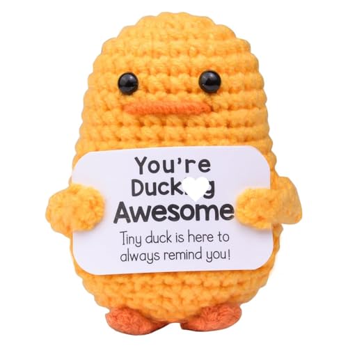 KOMUNJ Pocket Hug Positive Ente, Positive Duck Kreative Strickwolle Ente, Emotionale Unterstützung Enten Geschenke Party-Dekoration Familie Freunde Geschenk Kleines Geschenk für Freundin von KOMUNJ