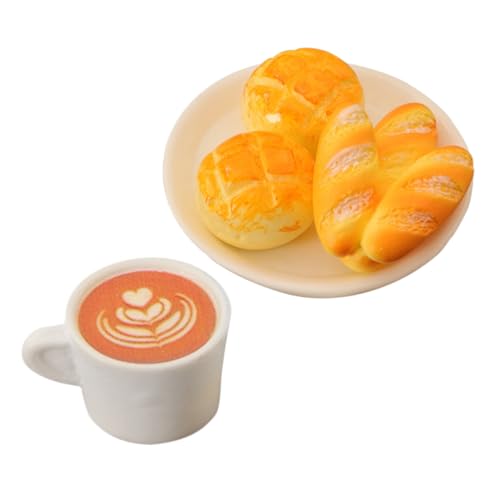 KONTONTY Miniatur Lebensmittel Satz Für Puppenhaus Küche Realistische Simulation Brot Und Kaffee Harz Miniatur Zubehör Für Spielzeug Und Dekoration von KONTONTY