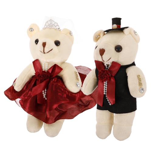 KONTONTY 1 Paar Diamant Zweifarbiger Bär Blumenstraußzubehör in Bärenform Bär Für Blumenstrauß Vorschlag Dekorative Bärenzubehör Entzückende Bärenpuppen Valentinstag Plüsch von KONTONTY