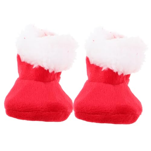 KONTONTY 1 Paar Simulierte Weihnachtsstiefel Mini-Schuhe Miniatur-Schuhe Rot Plüsch von KONTONTY