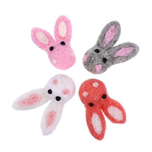 KONTONTY 1 Satz 4 Stück Wollfilm Kaninchen Hasen Aus Filz Spielzeughase Party Die Hasen Aus Wolle Filzen Ohren Dekorationen Filz Kaninchen DIY Zubehör Winzige Figuren Osterzubehör Wollfilz von KONTONTY
