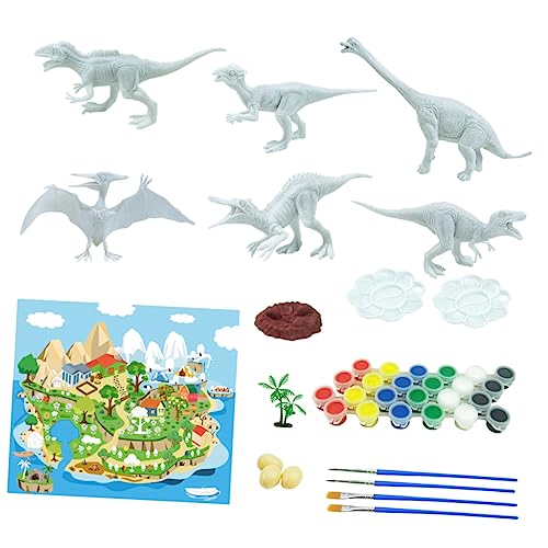 KONTONTY 1 Satz 42 Stücke Bemalte Dinosaurier-Spielzeuge interessantes Graffiti-Modellspielzeug lustiges Graffiti-Modellspielzeug Farbmalerei-Dinosaurier-Modell Plastik Bunt von KONTONTY