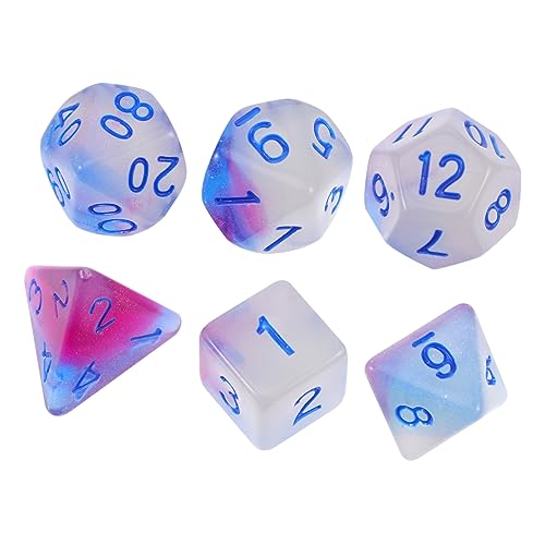 KONTONTY 1 Satz 7 Stück Leuchtende Mehrseitige Polyedrische Brettspiele Stütze Trpg Spielwürfel Spiel Zahlenwürfel Würfeln Acryl von KONTONTY