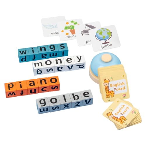 KONTONTY 1 Satz Alphabet Blöcke Englisch Rechtschreibung für Karten Lernspiel für Frühe Bildung Kognitive Entwicklung und Spaß Beim Lernen von KONTONTY