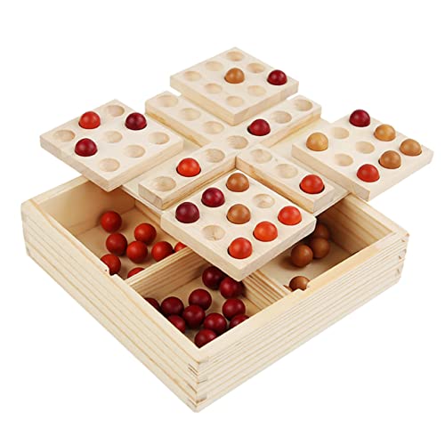 KONTONTY 1 Satz Backgammon drehen Spiele pädagogisches Schach lustiges Brettspiel Intelligentes Logikspiel familienspiel holzspielsachen Tischspiel drehbares Fünf-Gewinnt-Spiel Schachbrett von KONTONTY