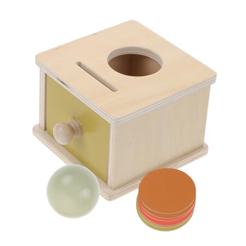 KONTONTY 1 Satz Ballwurf-münzbox Babymünzenspielzeug Babykognitiver Kinderspielzeug Motorik-trainingsspielzeug Kiefernholz von KONTONTY