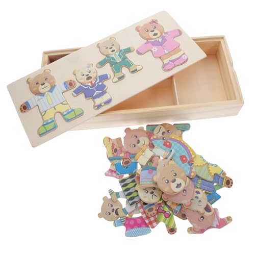 KONTONTY 1 Satz Bildungsspielzeug Holzpuzzle für Tiermotiv mit Kleidung Fördert Kreativität und Hand Augen Koordination für Jungen Bär KONTONTY 1 Satz Bildungsspielzeug Holzpuzzle für Tiermotiv mit Kleidung Fördert Kreativität und Hand Augen Koordination für Jungen Bär von KONTONTY