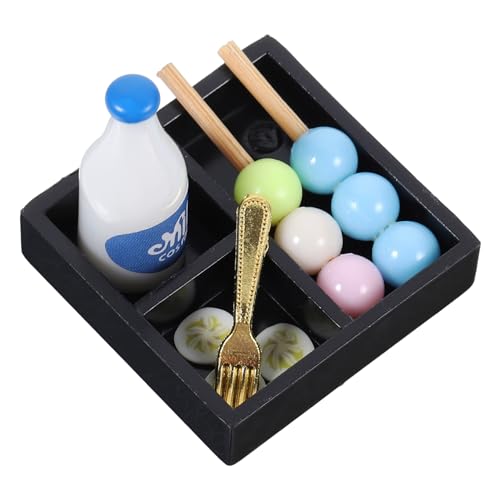 KONTONTY 1 Satz Essen und in Miniatur Afternoon Tea verkleidung hohzeitdeko ziernieten puppenhaus zubehör Mini-Hausaccessoire Miniatur-Teetablett Miniaturornament Plastik von KONTONTY