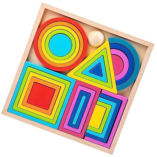 KONTONTY 1 Satz Farbiges Aus Bausteinen Puzzle-Block Rätsel Für Farbtrennblock Lernspiel Farblernspielzeug Für Kleinkinder 1-3 Farblernblock Colorful Holz von KONTONTY